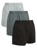 3pk Pure Cotton Geometric Woven Boxers