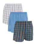 3pk Pure Cotton Checked Woven Boxers