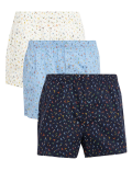 3pk Pure Cotton Bird Print Woven Boxers