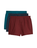 3pk Pure Cotton Polka Dot Woven Boxers