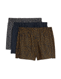 3pk Pure Cotton Printed Woven Boxers