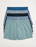5 Pack Pure Cotton Palm Print Woven Boxers
