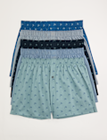 5 Pack Pure Cotton Palm Print Woven Boxers