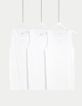 3pk Pure Cotton Sleeveless Vests