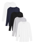 5pk Pure Cotton Long Sleeve T-Shirt Vests