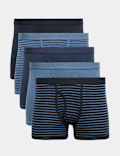 5 Pack Pure Cotton Stretch Striped Trunks