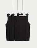 3pk Pure Cotton Sleeveless Vests