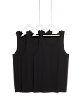 3pk Pure Cotton Sleeveless Vests