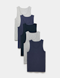 5 Pack Pure Cotton Sleeveless Vests