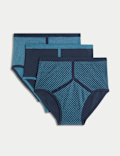 3pk Pure Cotton Assorted Pattern High Waist Briefs
