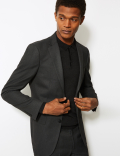 Charcoal Textured Slim Fit Suit Jacket