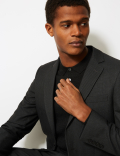 Charcoal Textured Slim Fit Suit Jacket