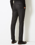 Charcoal Textured Slim Fit Suit Trousers
