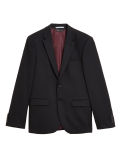 Black Slim Fit Wool Blend Textured Jacket
