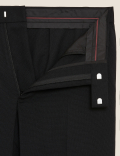 Black Slim Fit Wool Blend Textured Trousers