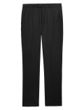 Black Slim Fit Wool Blend Textured Trousers