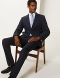 Navy Slim Fit Wool Blend Texture Suit Jacket