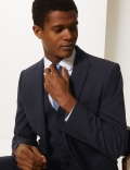 Navy Slim Fit Wool Blend Texture Suit Jacket