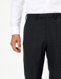 Blue Checked Regular Fit Suit Trousers