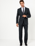 Blue Checked Regular Fit Suit Trousers