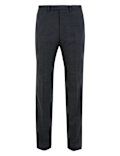 Blue Checked Regular Fit Suit Trousers