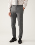 Regular Fit Sharkskin Stretch Suit Trousers