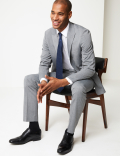 Grey Slim Fit Suit Jacket with Stretch