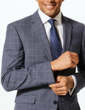 Checked Slim Fit Jacket with Stretch