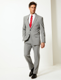 Grey Checked Regular Fit Trousers with Stretch