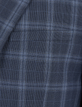 Blue Skinny Fit Checked Suit Jacket