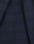 Blue Slim Fit Checked Jacket