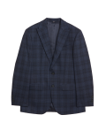 Regular Fit Check Suit Jacket with Stretch