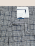 Slim Fit Check Suit Trousers with Stretch
