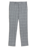 Slim Fit Check Suit Trousers with Stretch
