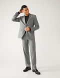 Regular Fit Prince of Wales Check Suit Trousers