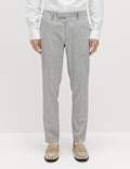 Tailored Fit Textured Stretch Suit Trousers