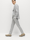 Tailored Fit Textured Stretch Suit Trousers