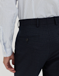 Regular Fit Textured Stretch Suit Trousers