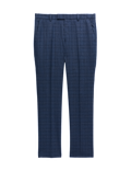 Slim Fit Textured Check Stretch Trousers