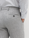Regular Fit Textured Stretch Suit Trousers