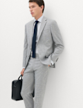 Regular Fit Textured Stretch Suit Trousers