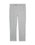 Regular Fit Textured Stretch Suit Trousers
