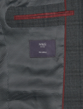 Charcoal Tailored Fit Wool Blend Check Suit Jacket