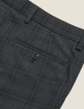 Tailored Fit Wool Blend Check Suit Trousers