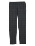Tailored Fit Wool Blend Check Suit Trousers