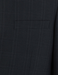 Navy Checked Tailored Fit Jacket