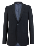 Navy Checked Tailored Fit Jacket