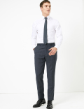 Blue Checked Slim Fit Wool Trousers