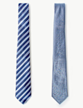 2 Pack Textured & Striped Tie