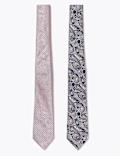 2 Pack Slim Woven Check & Paisley Ties